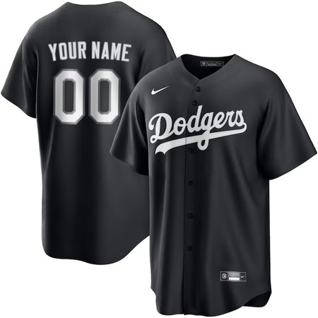 Men's Los Angeles Dodgers Nike Custom Black Lights Out Replica Jersey
